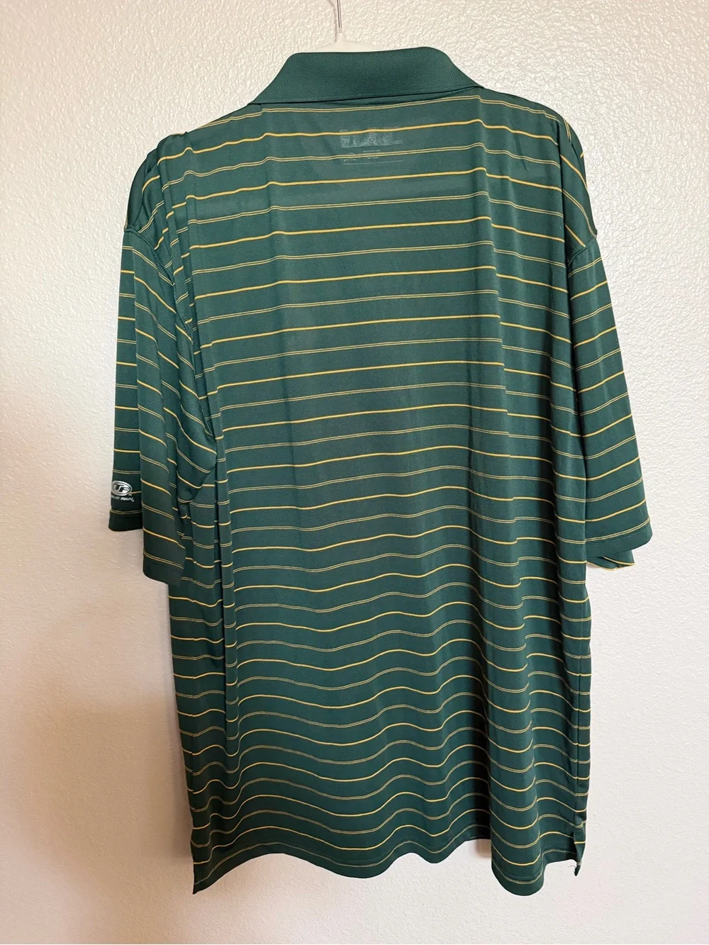 Oakland Athletics A’s Polo Shirt Men’s XL Green Gold Striped MLB Performance